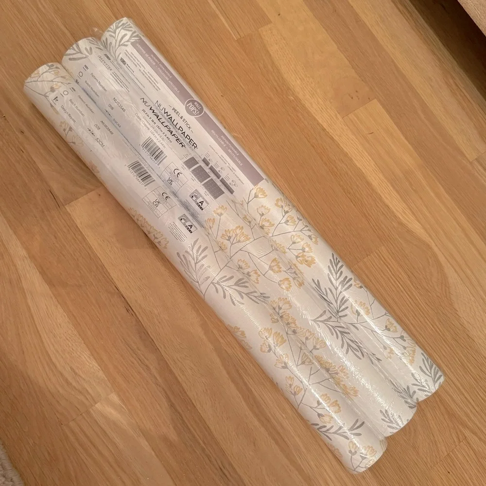 1 Roll NuWallpaper Yellow Wethersfield Peel and Stick Wallpaper